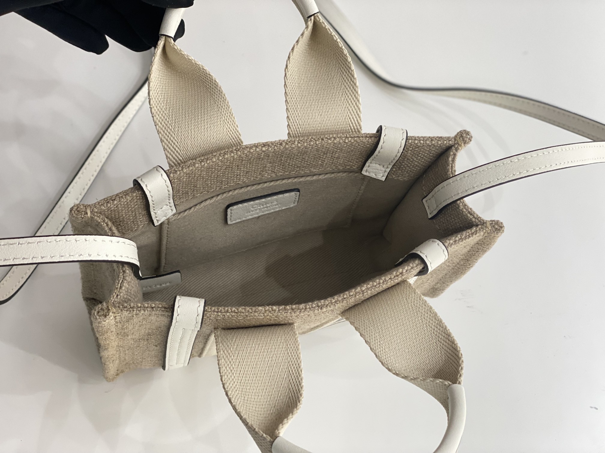 Chloe Mini Woody Tote Bag In Linen